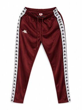 Kappa 222 Banda Astoria Slim Track Pants Burgundy White Logo Tape Men's M